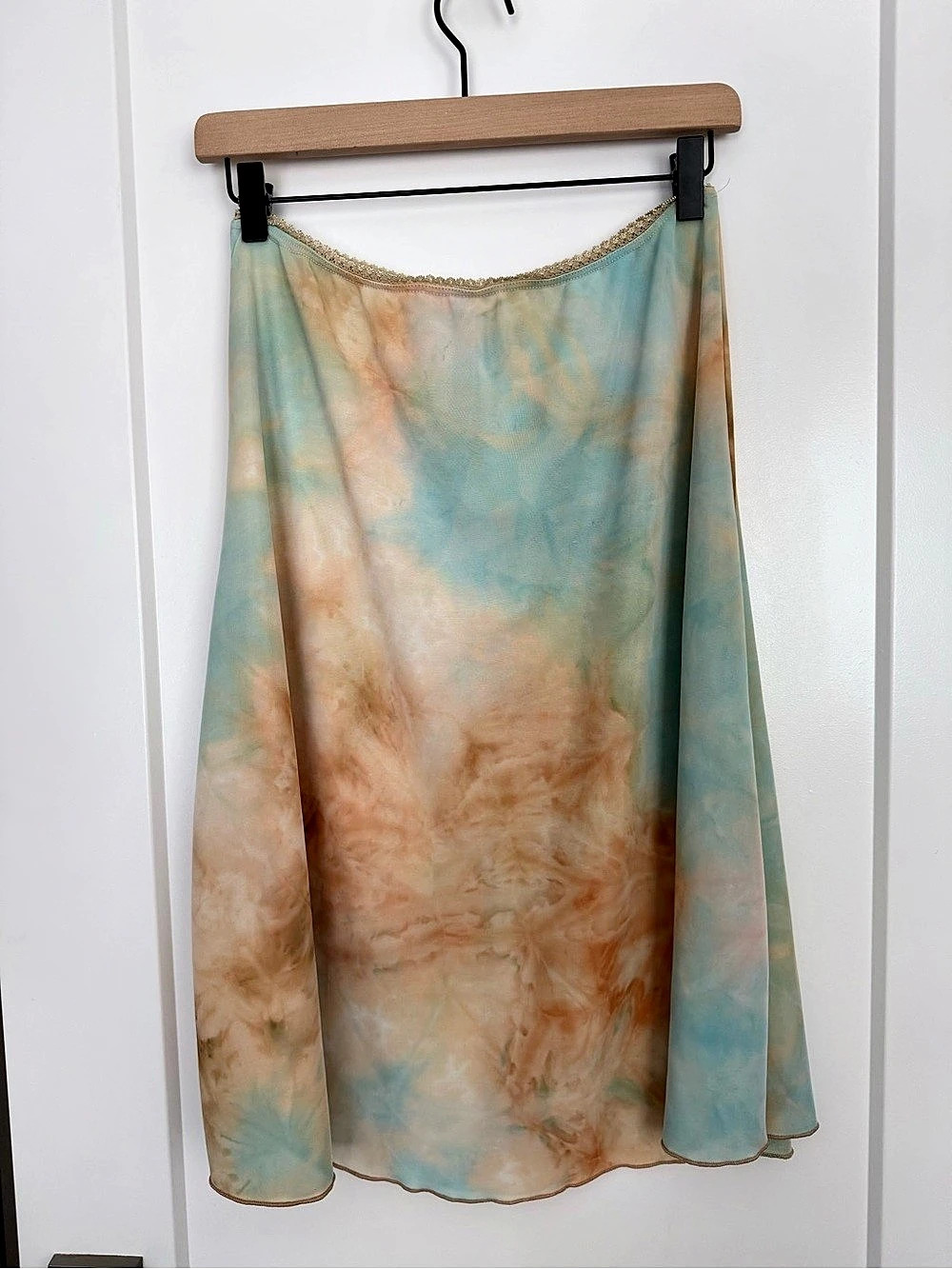 Abstract Midi Skirt in Blue & Orange